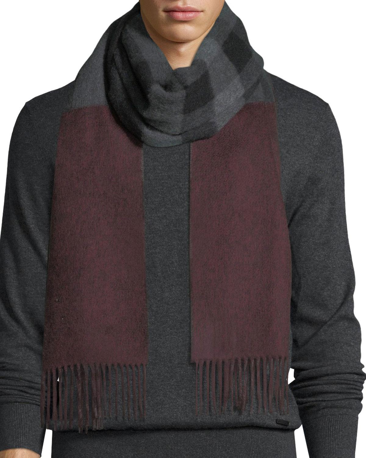 Burberry Reversible Mega Check Cashmere Scarf in Gray for Men - Lyst
