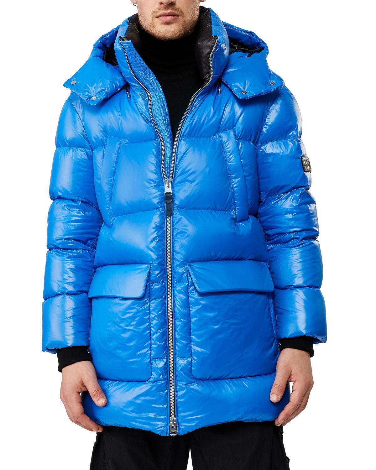 cobalt blue puffer jacket