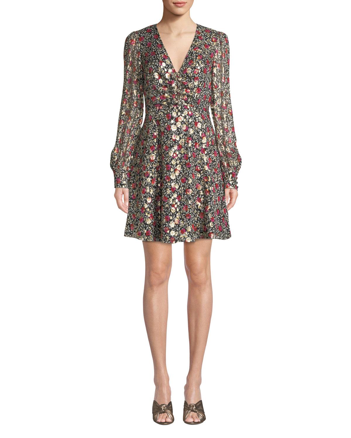 floral park clip dot midi dress