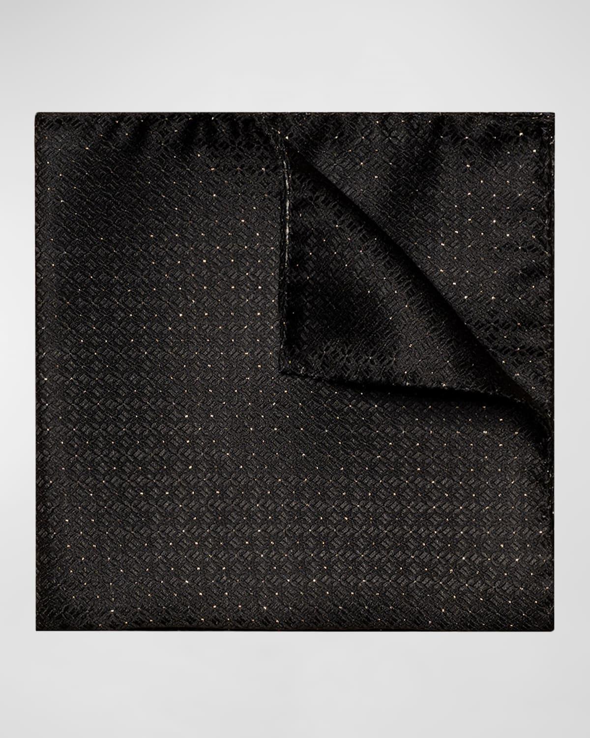 Eton Tonal Silk Pocket Square in Black for Men