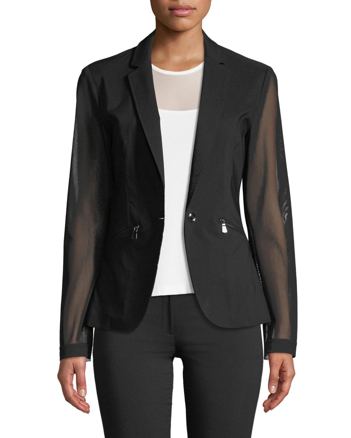 Anatomie Synthetic Kleo Blazer With Sheer Sleeves & Back in Black Lyst