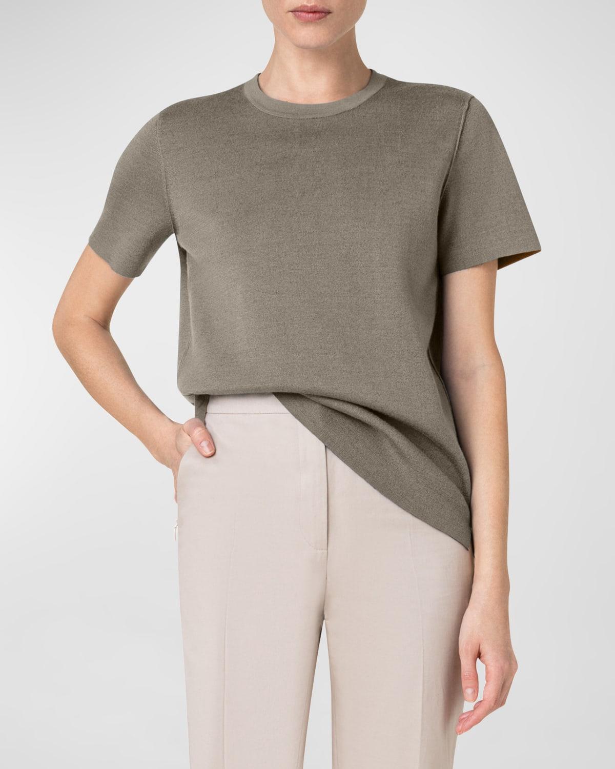 Akris Bi-color Reversible Knit Wool Pullover Shirt in Gray | Lyst