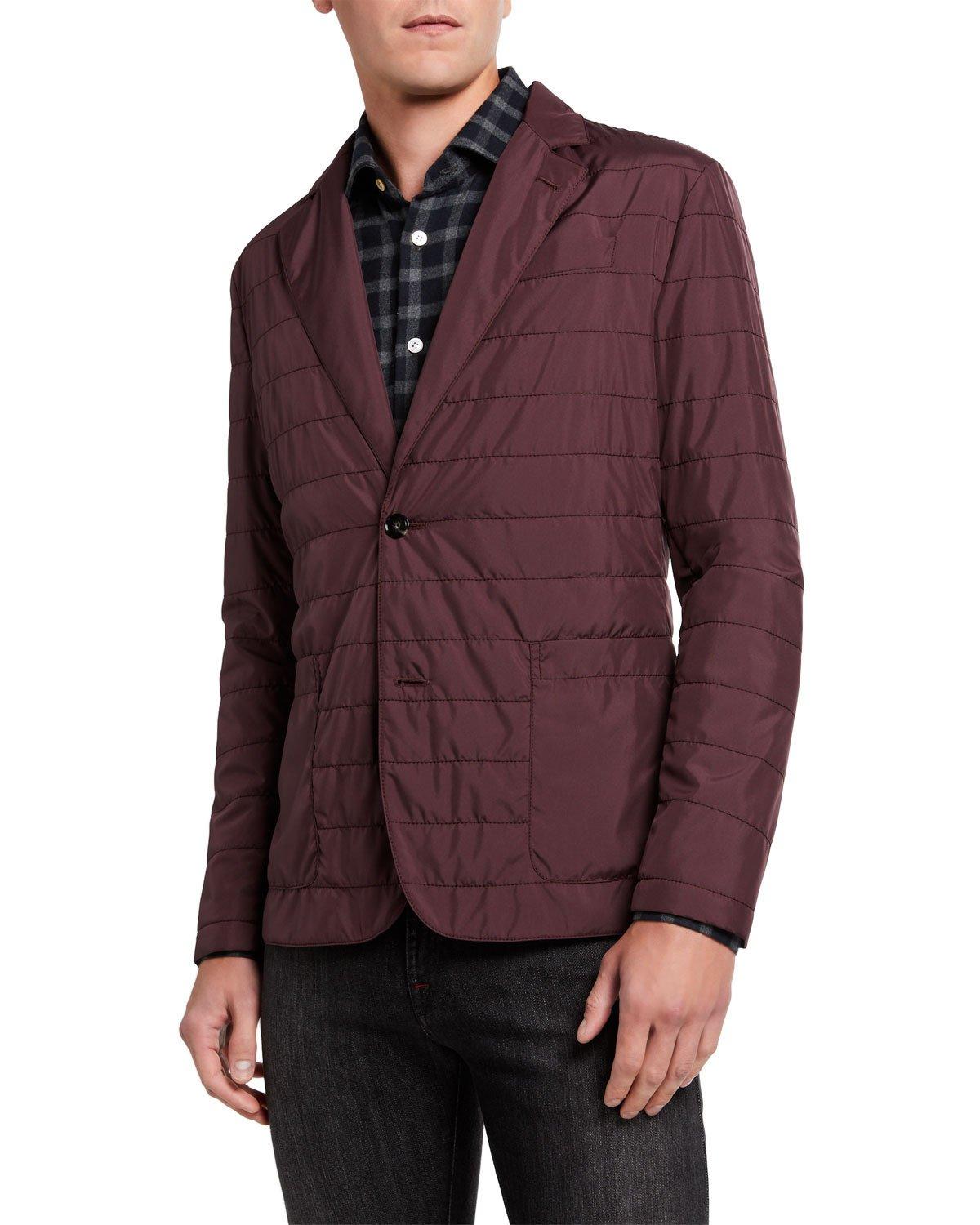 Kiton Synthetic Men's Quilted Packable Two-button Jacket in Dark Red ...