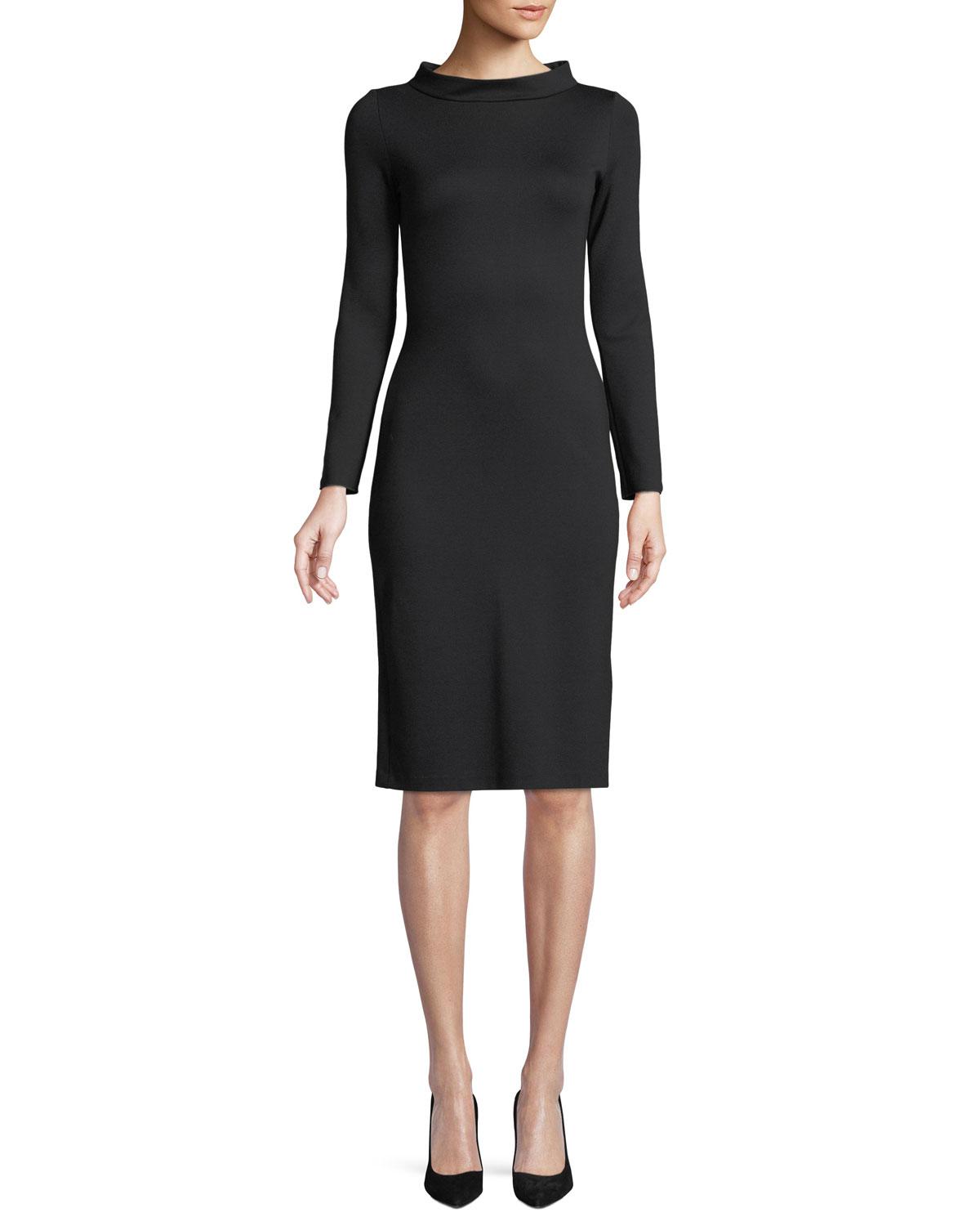Long black jersey sheath dress women end