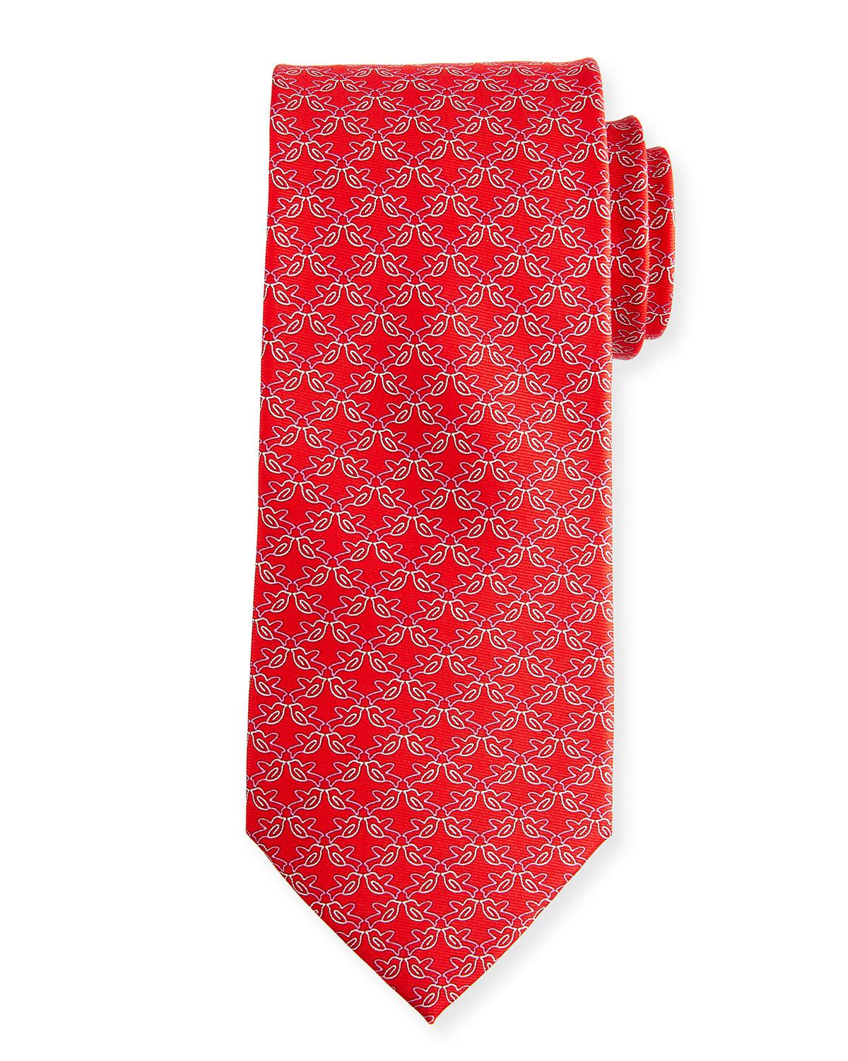 Ferragamo Fringue Floral Pattern Silk Tie in Pink for Men ...