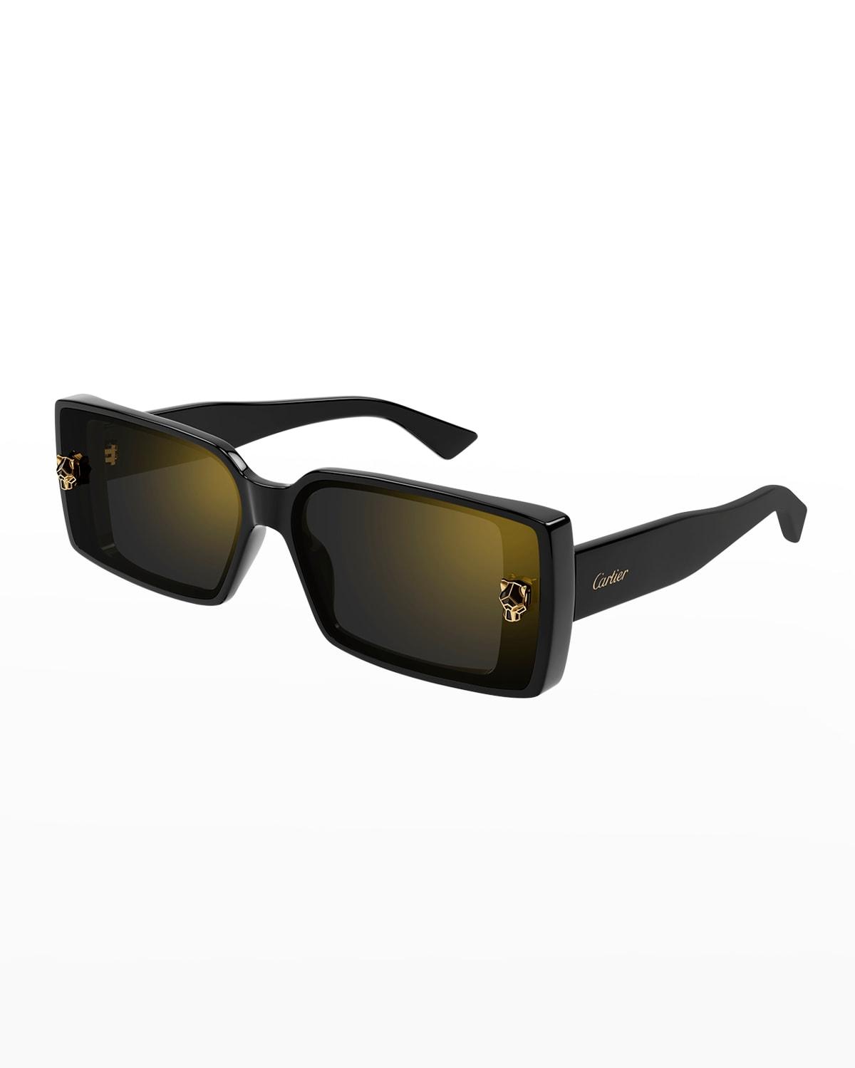 Cartier Panther Rectangle Acetate Sunglasses in Black | Lyst