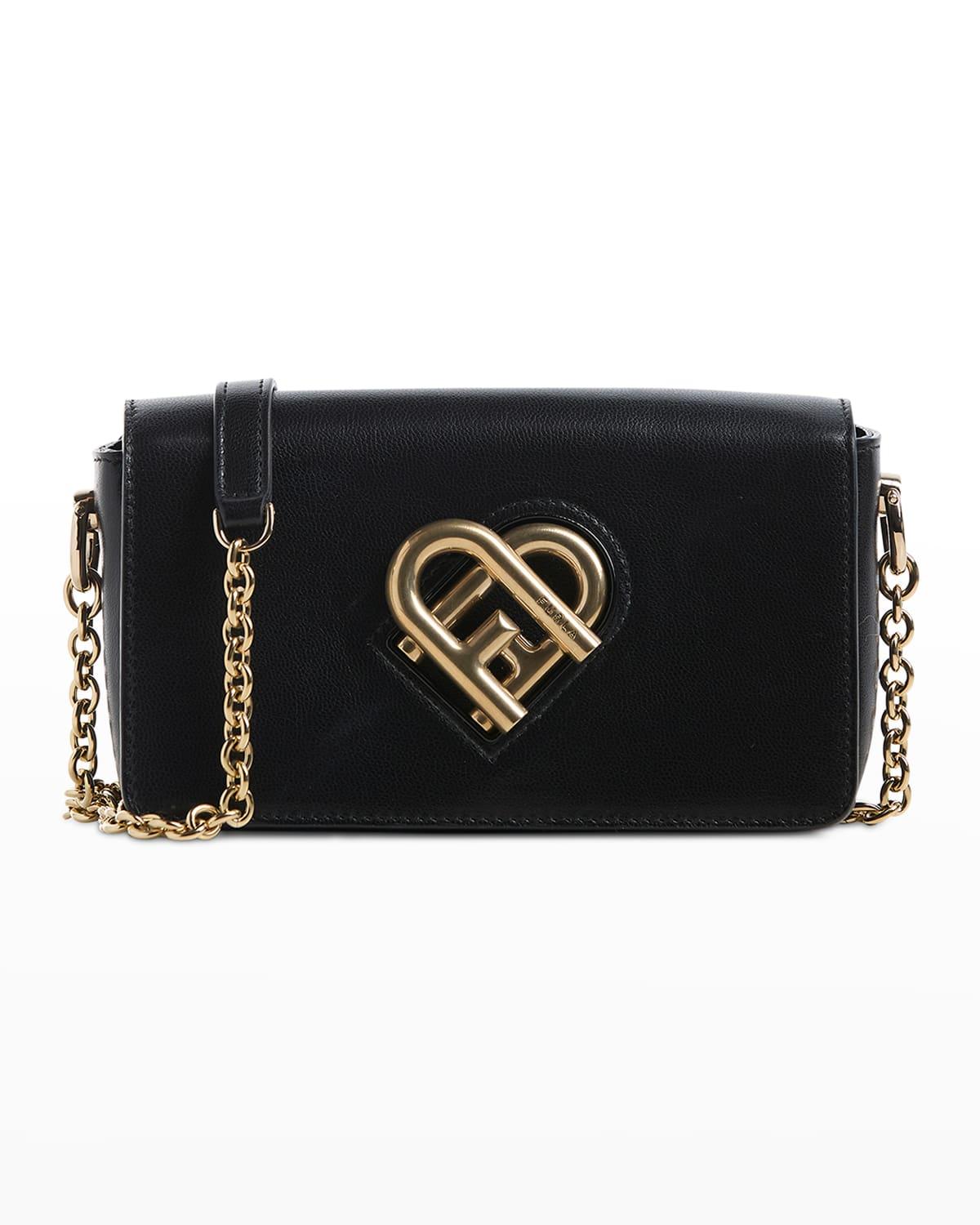 Furla My Joy Mini Logo Flap Leather Crossbody Bag in Black Lyst