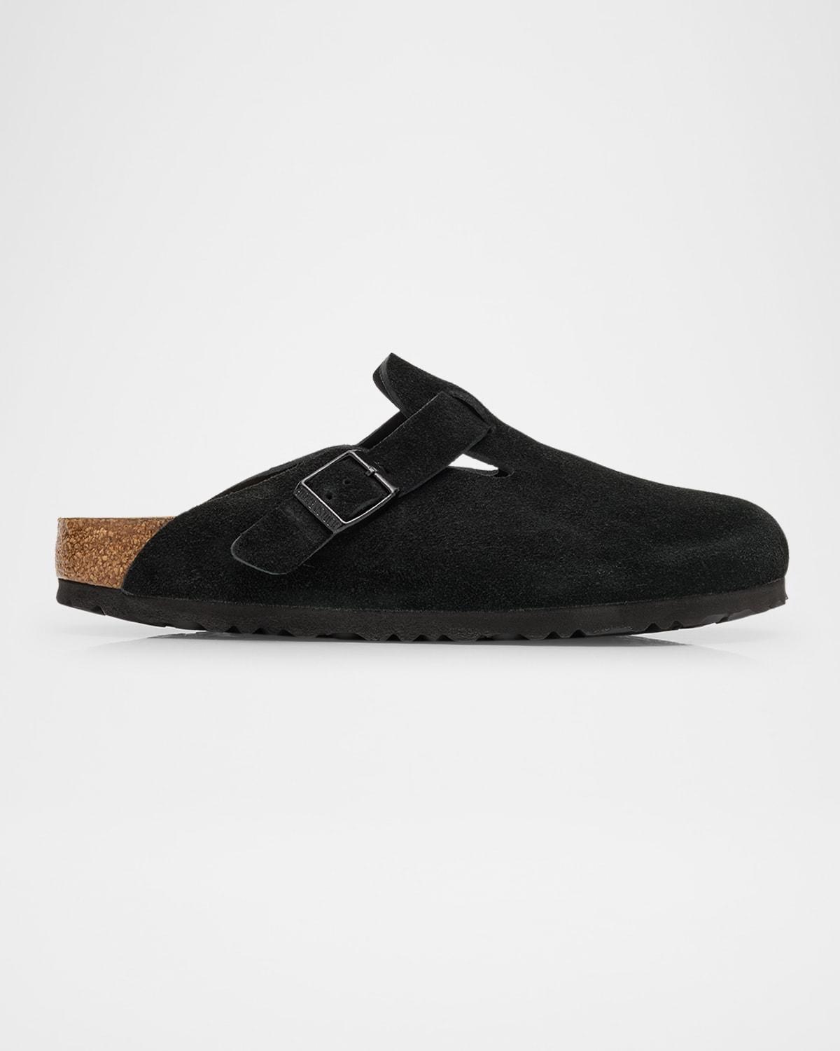 Birkenstock Boston Suede Buckle Clogs in Black Lyst