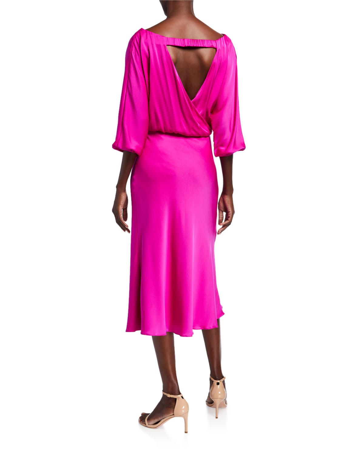 cowl neck silk midi dress