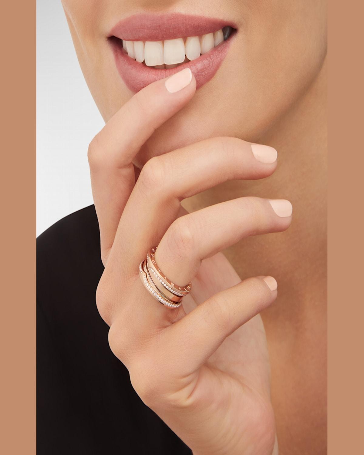 BVLGARI Rose And Diamond B.Zero1 Three Band Ring in Natural Lyst