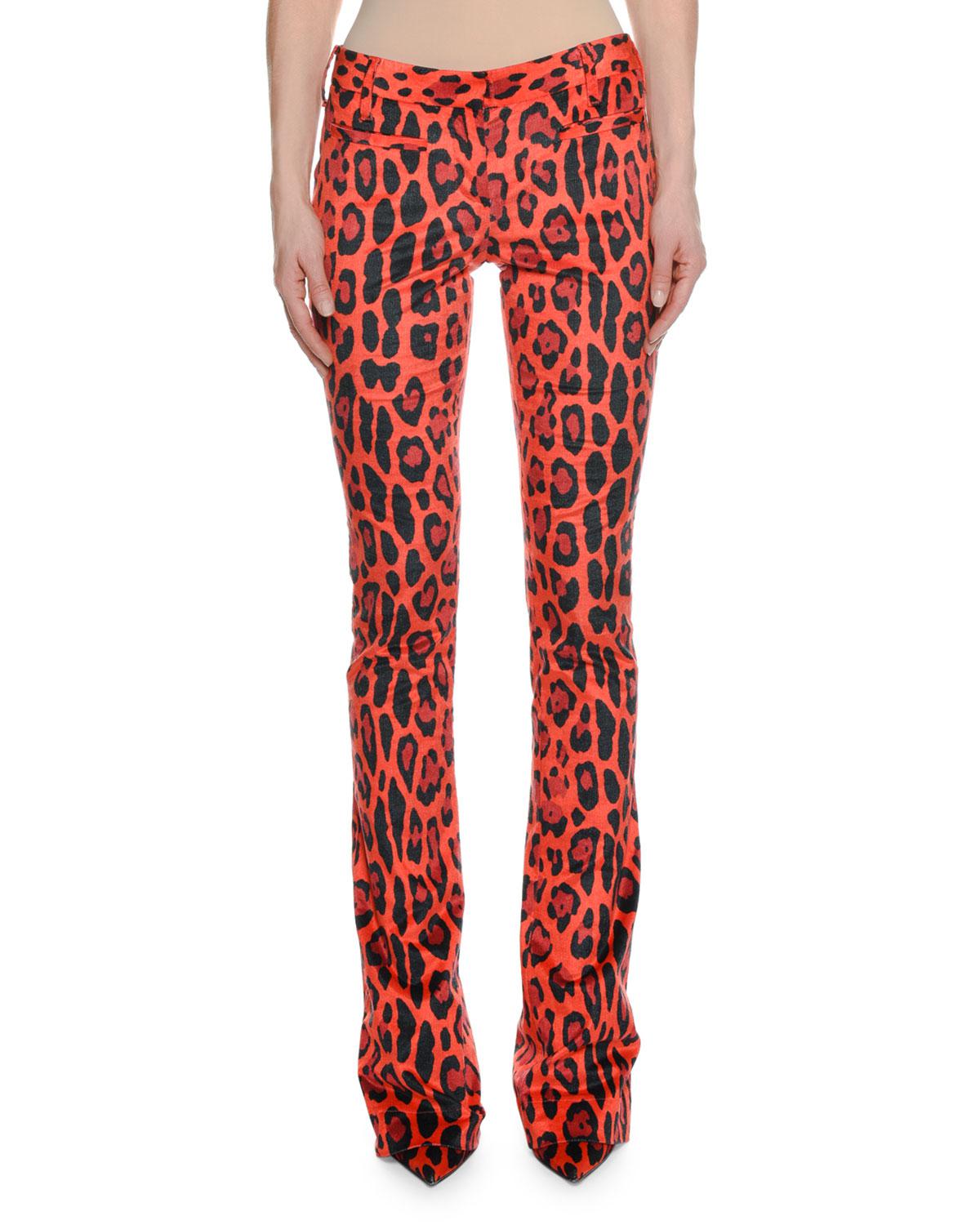 red leopard trousers