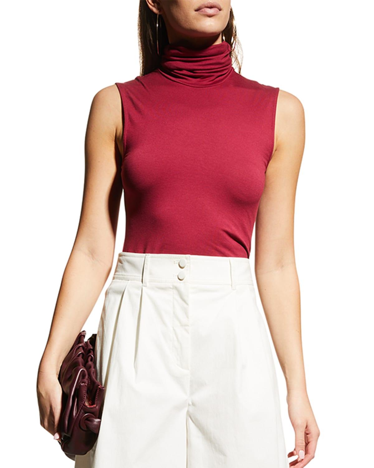Majestic Filatures Viscose Sleeveless Turtleneck Top in Red | Lyst