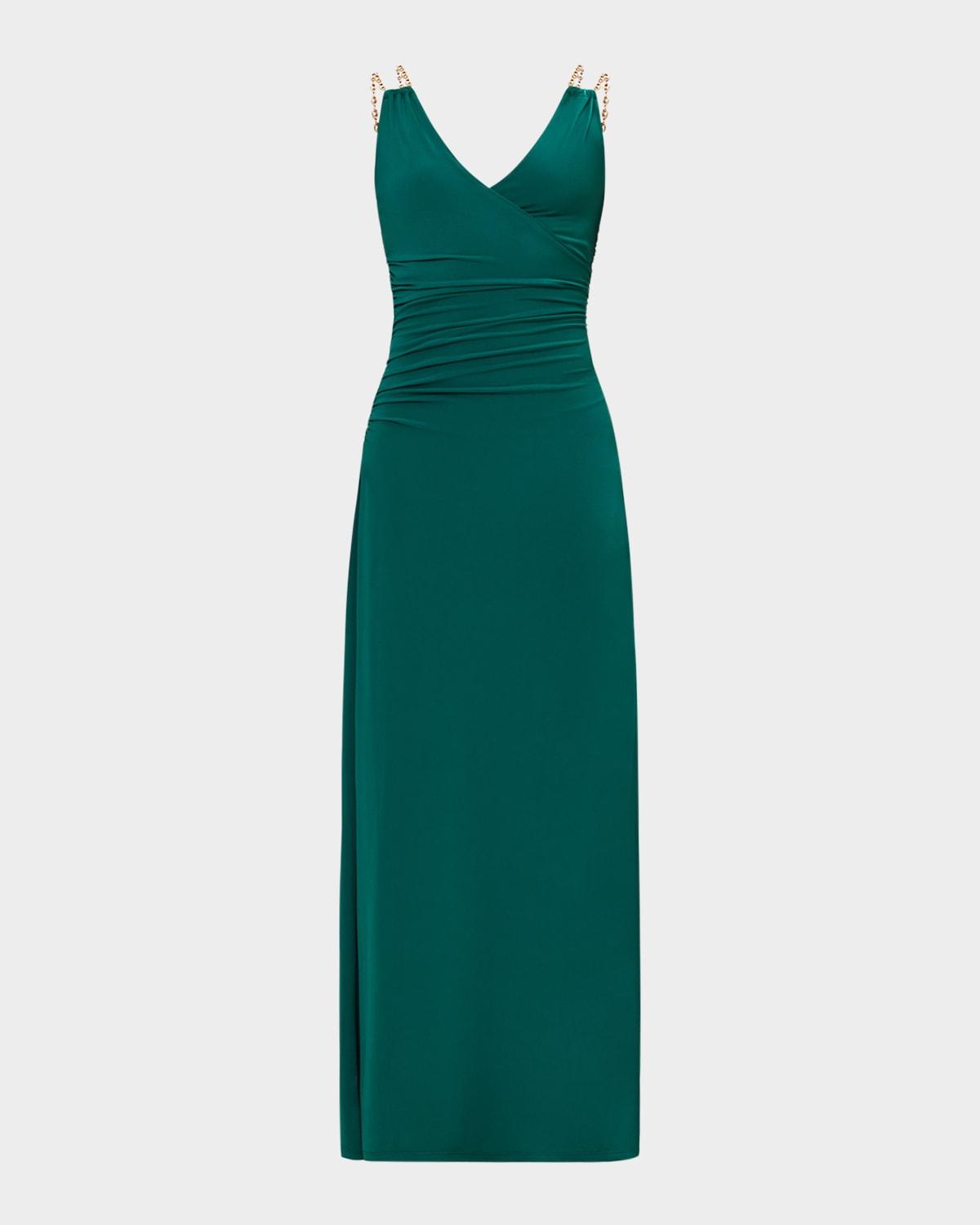 green emerald velvet dress Herv Lger Fringed Halter Midi Dress  Bluefly