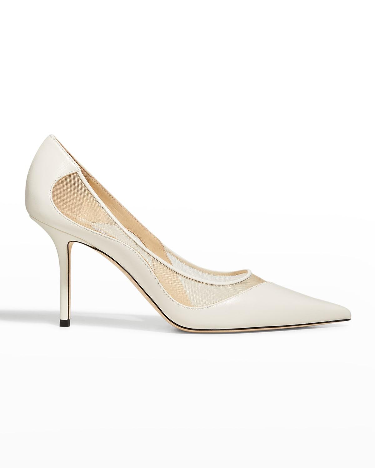 Jimmy Choo Love Leather Mesh Pumps in White | Lyst