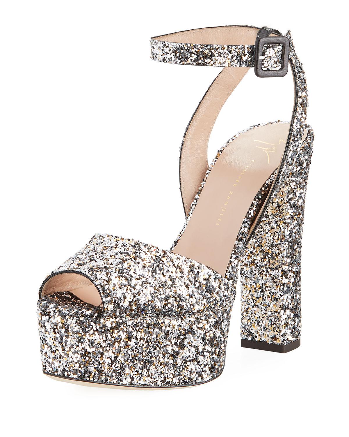 giuseppe zanotti glitter platform 120mm sandals