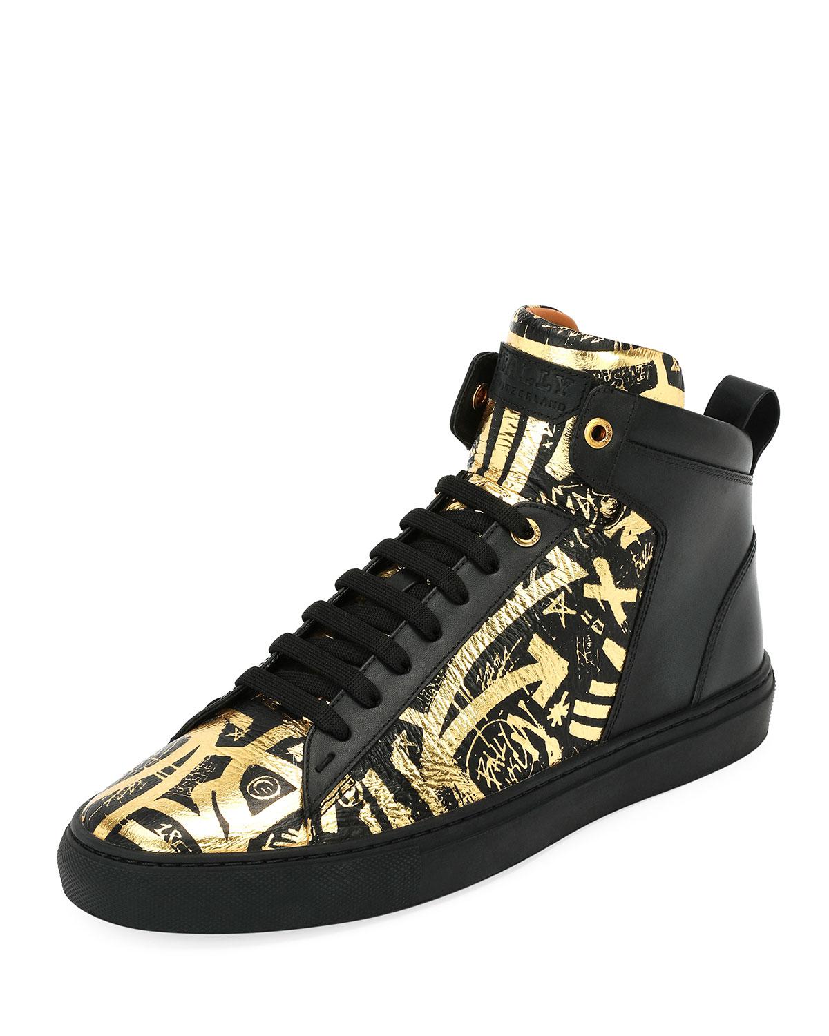 gold bally sneakers