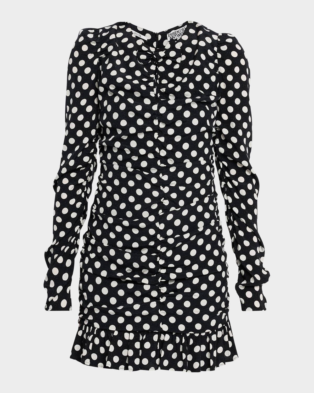 chinese dress ladies Polka Dot Tulle Black Evening Dress with Sheer Long Sleeves EU44 / Multi-Black main image 1