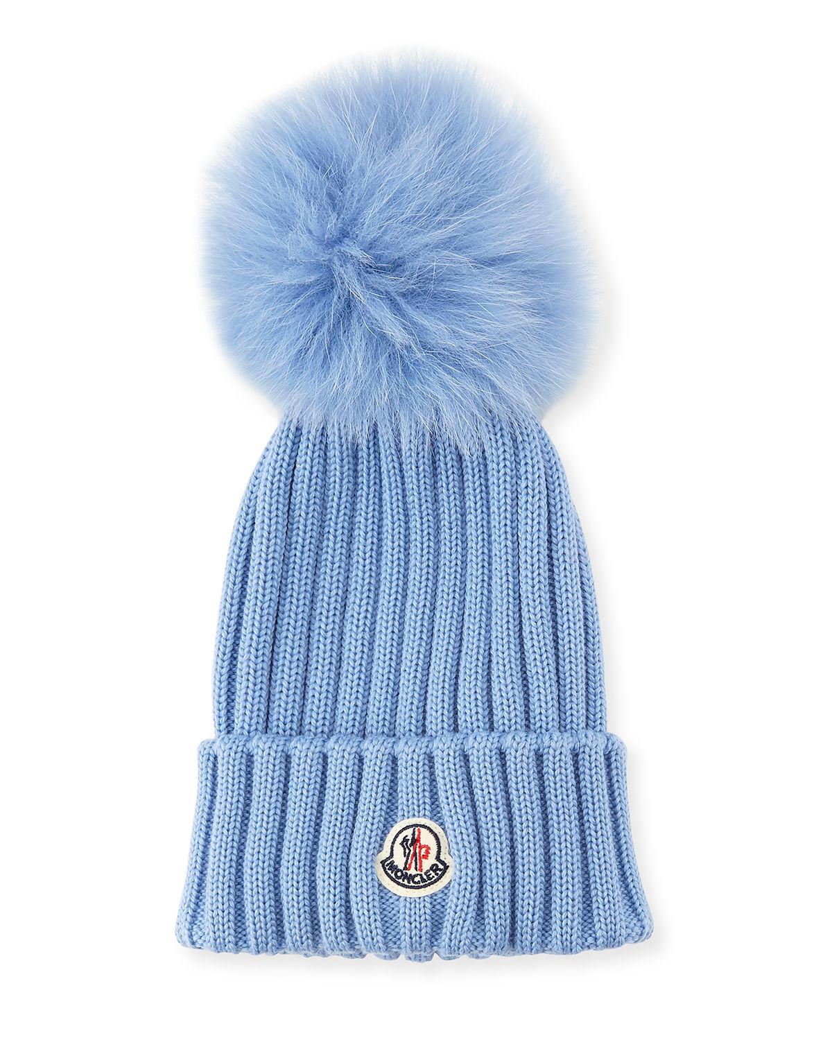 Moncler Ribbed-knit Beanie Hat W/fur 