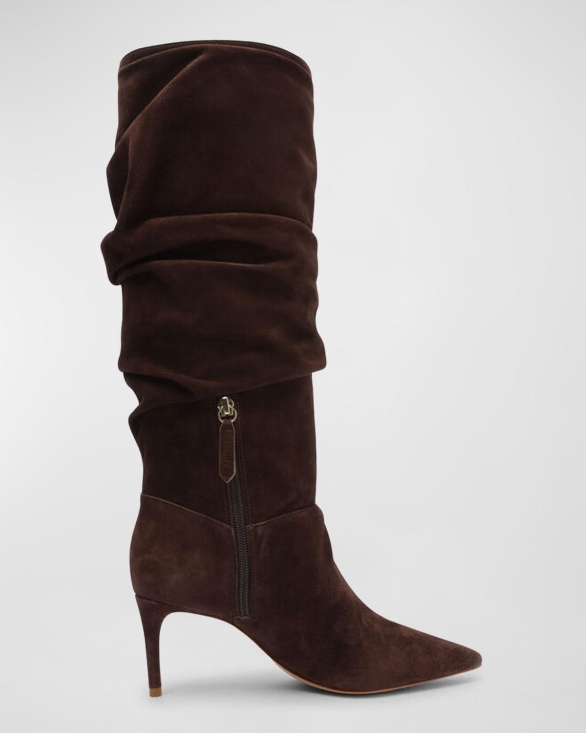 Schutz Ashlee Slouchy Suede Stiletto Boots in Brown Lyst