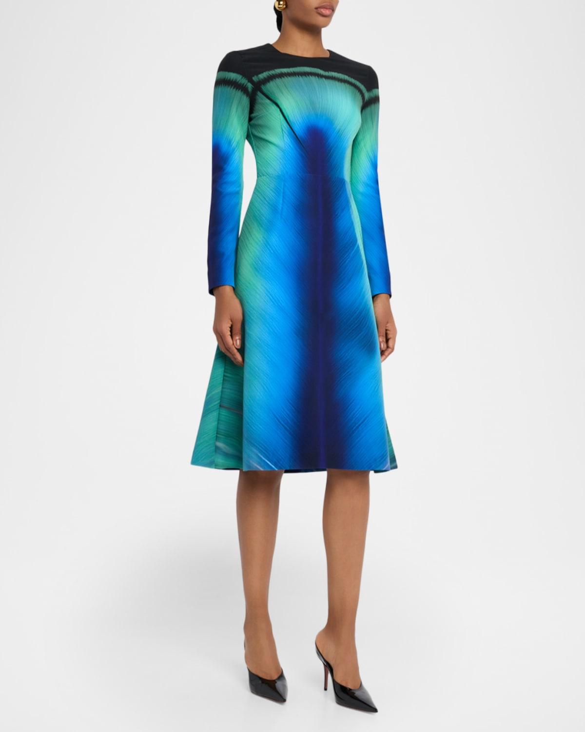 Mary Katrantzou Reeve Abstract-Print Crepe Midi Dress in Blue | Lyst