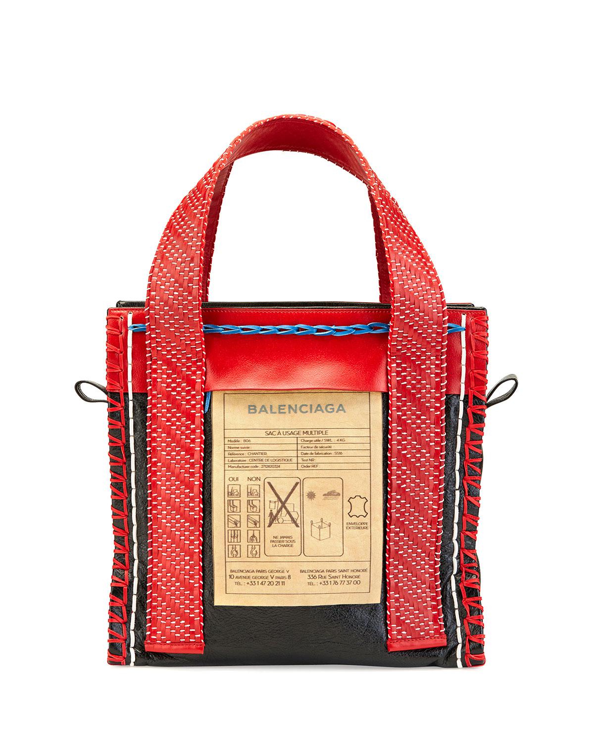 Balenciaga Scaffold Leather Tote Bag in Red - Lyst