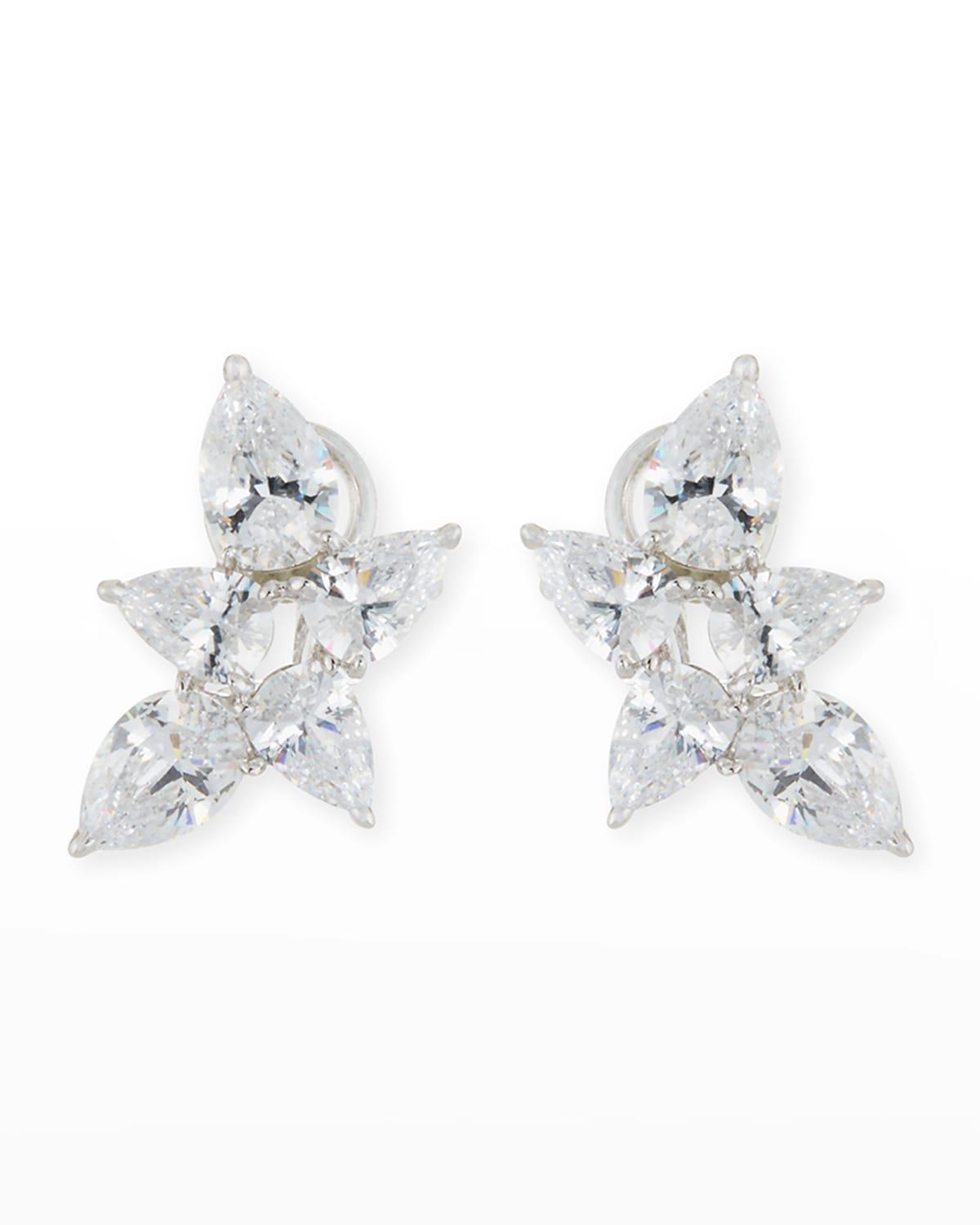 Fantasia by Deserio Pear-shaped Cz Cluster Earrings in Metallic | Lyst