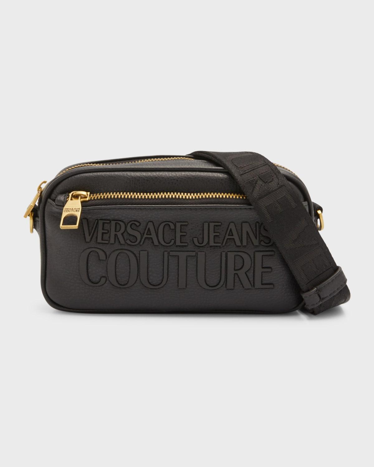 Versace Jeans Couture Tactile Logo Leather Crossbody Bag in Black for ...