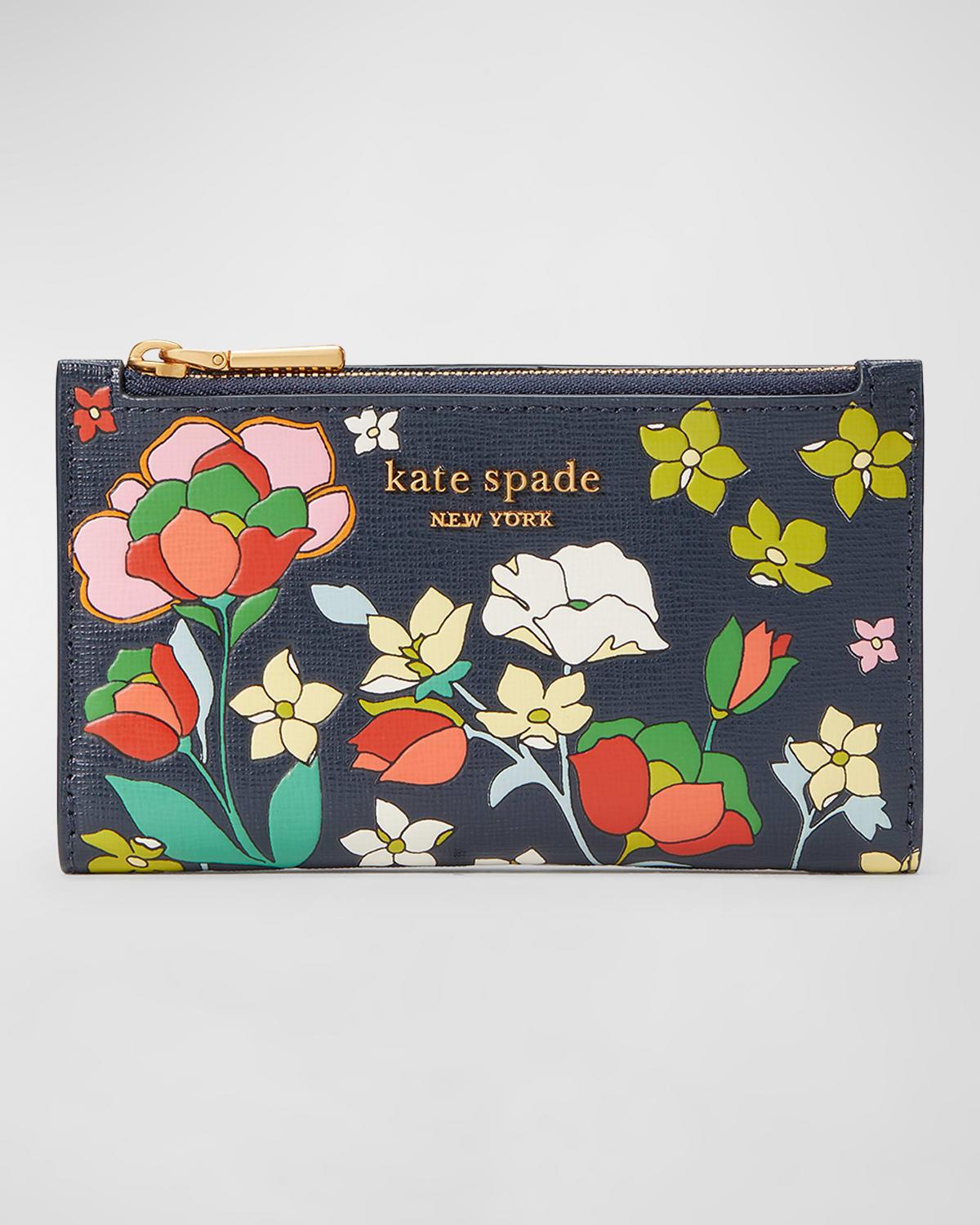 Kate Spade Small Flower Bedembossed Bifold Wallet in Blue Lyst