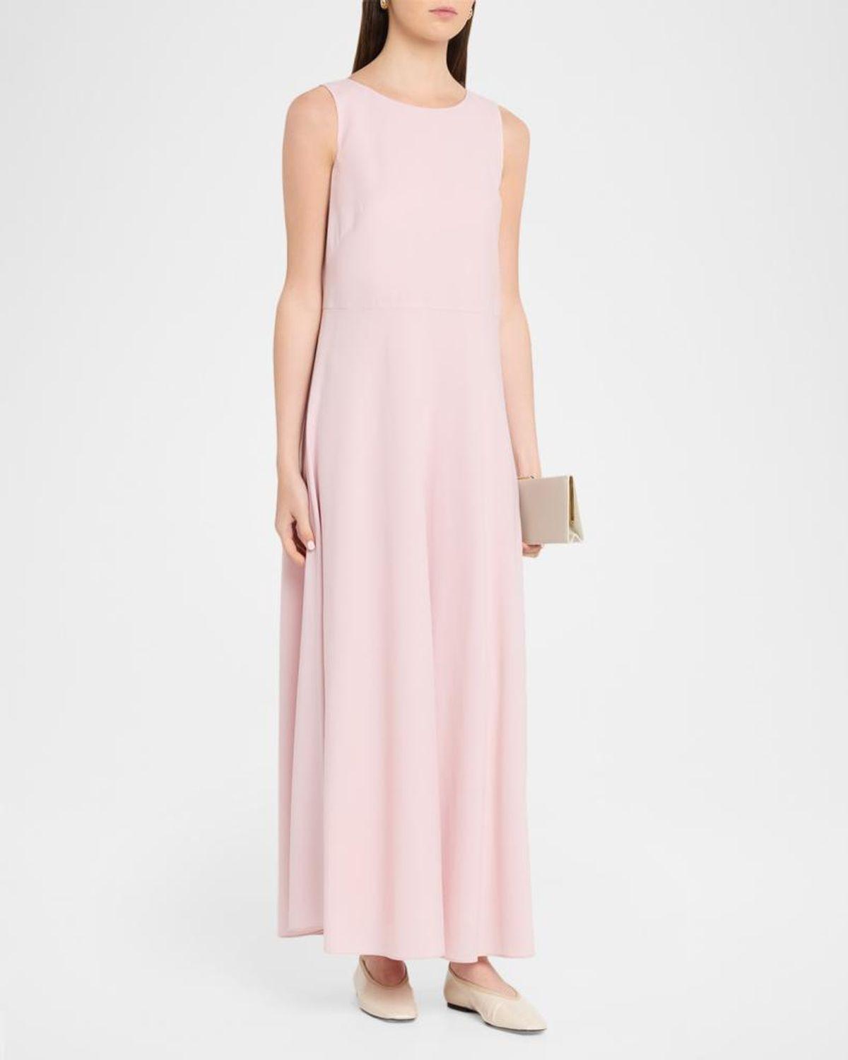 lafayette 148 new york sleeveless pleated a-line maxi dress in Pink and evenings out