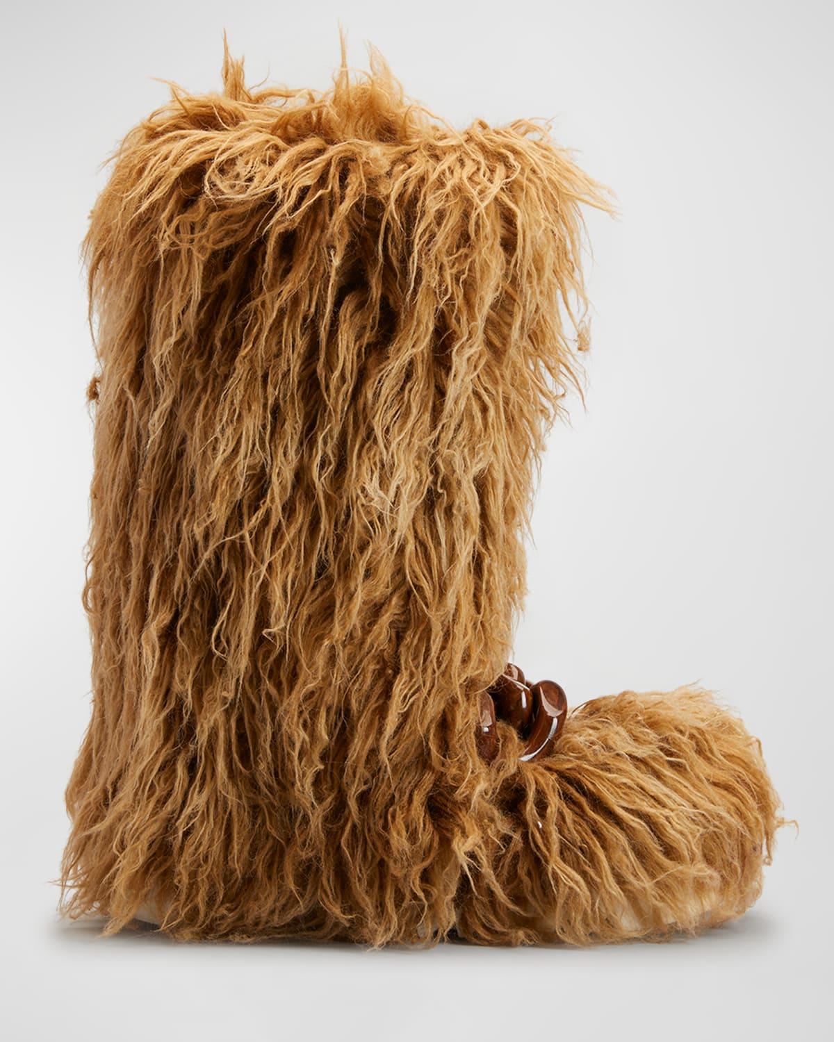 Stella McCartney Yeti Shaggy Faux Fur Ski Boots in Brown | Lyst