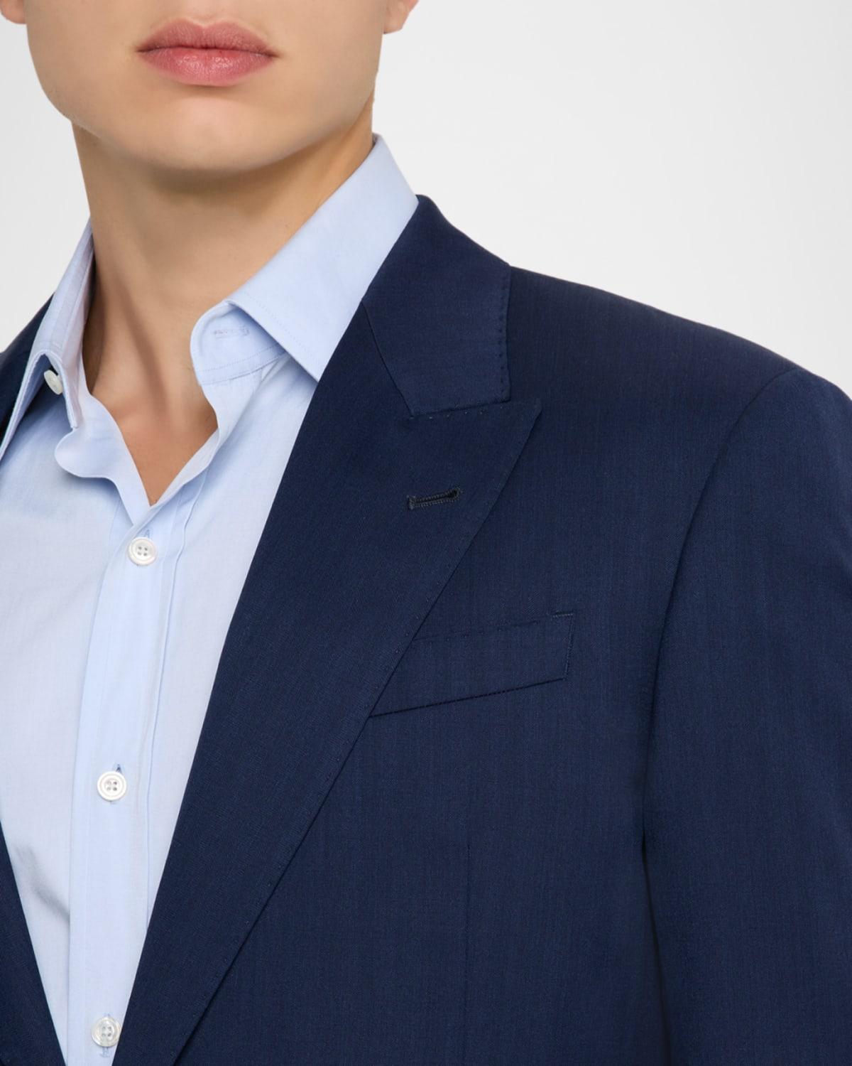 Emporio Armani Apos;S 130S Wool Micro-Herringbone Peak Lapel G 