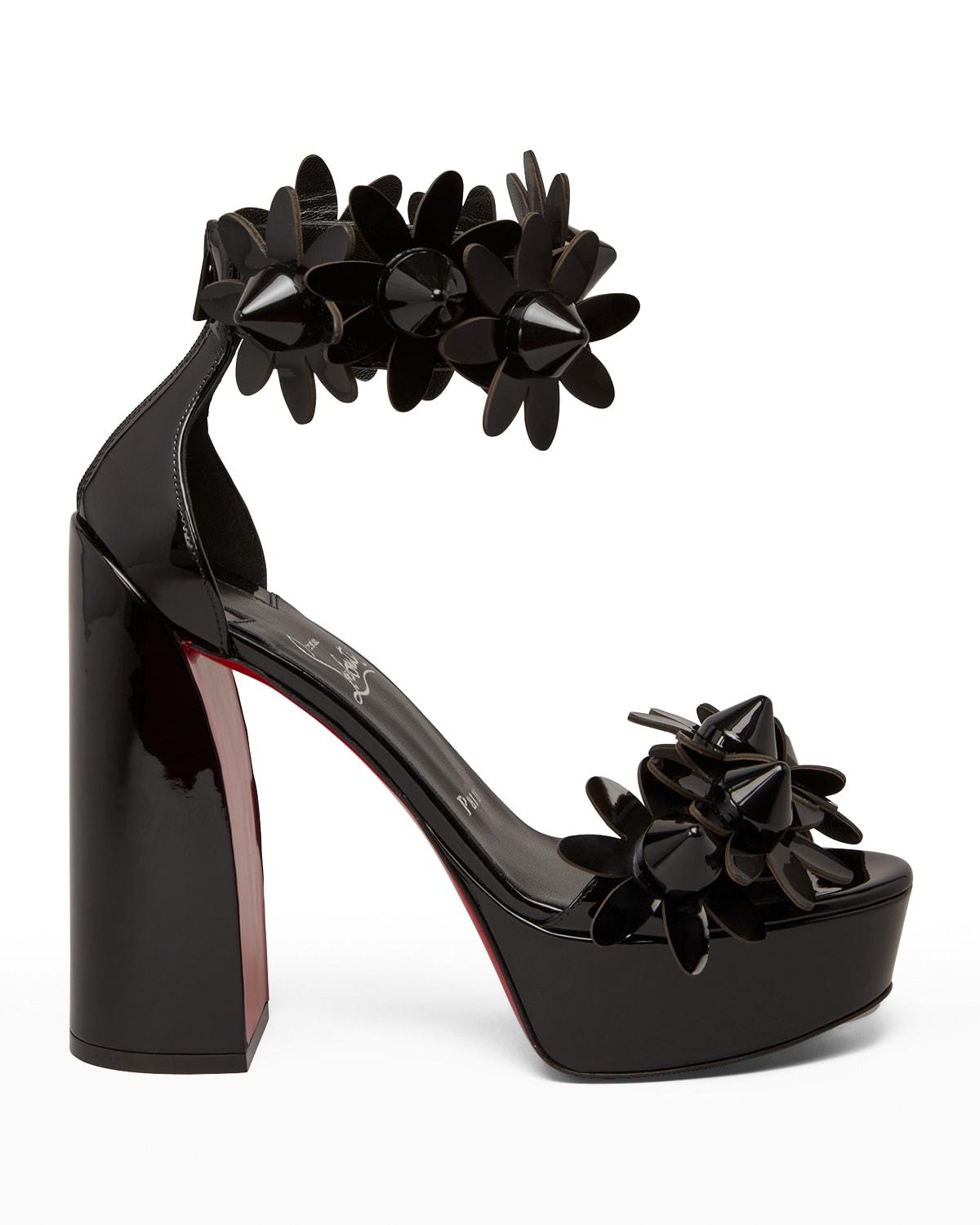 Christian Louboutin Daisy Spike Ankle-cuff Red Sole Sandals in Black | Lyst