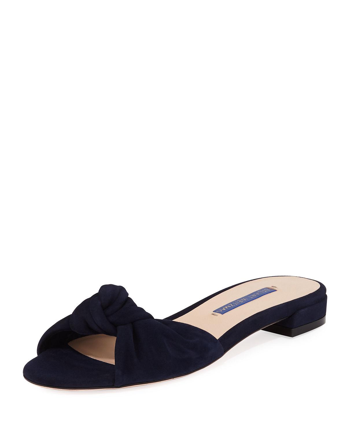 stuart weitzman kelli suede knot slide sandals