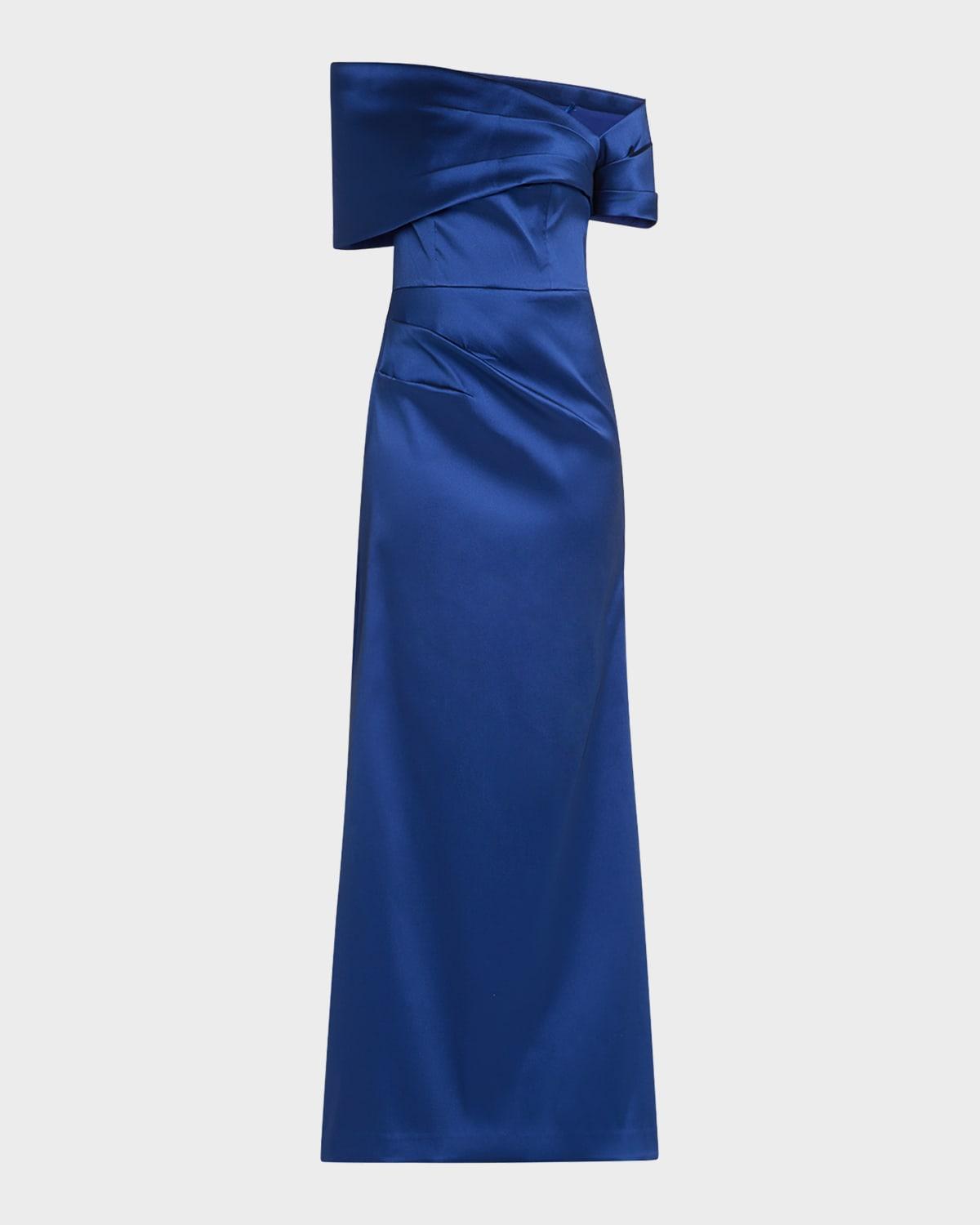 princess polly baby blue dress Teri Jon V-neck Evening Maxi Dress | Blue