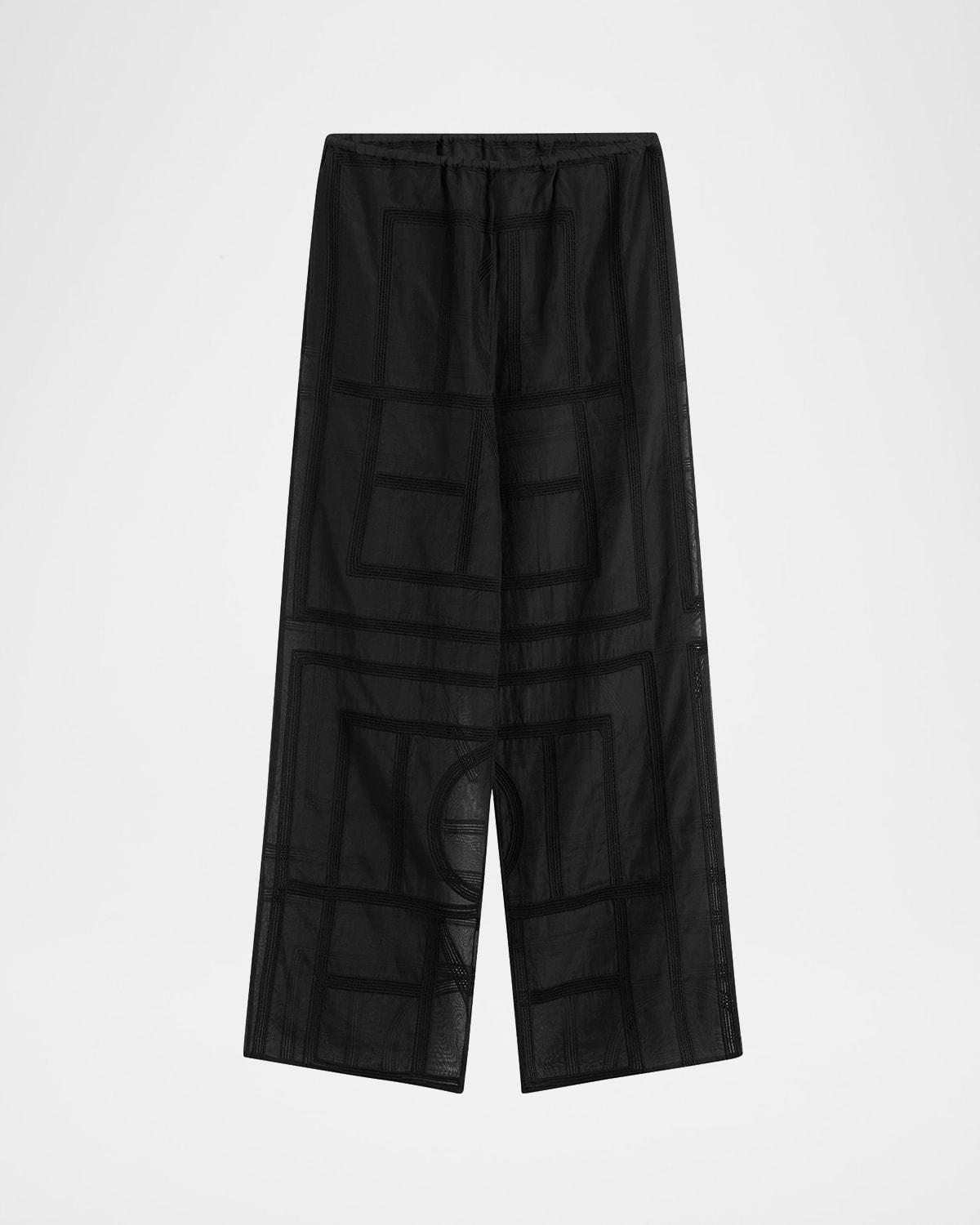 TOTEME Monogram Crochet Straight-Leg Pajama Pants in Black Lyst