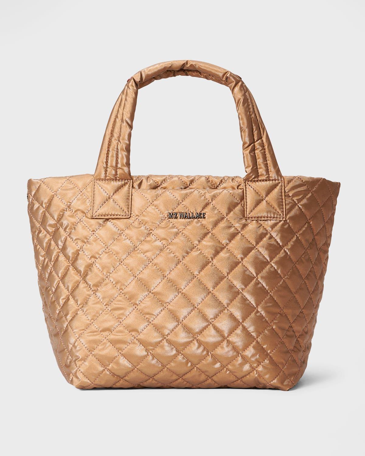 MZ Wallace Metro Deluxe Small Quilted Nylon Tote Bag in Brown Lyst