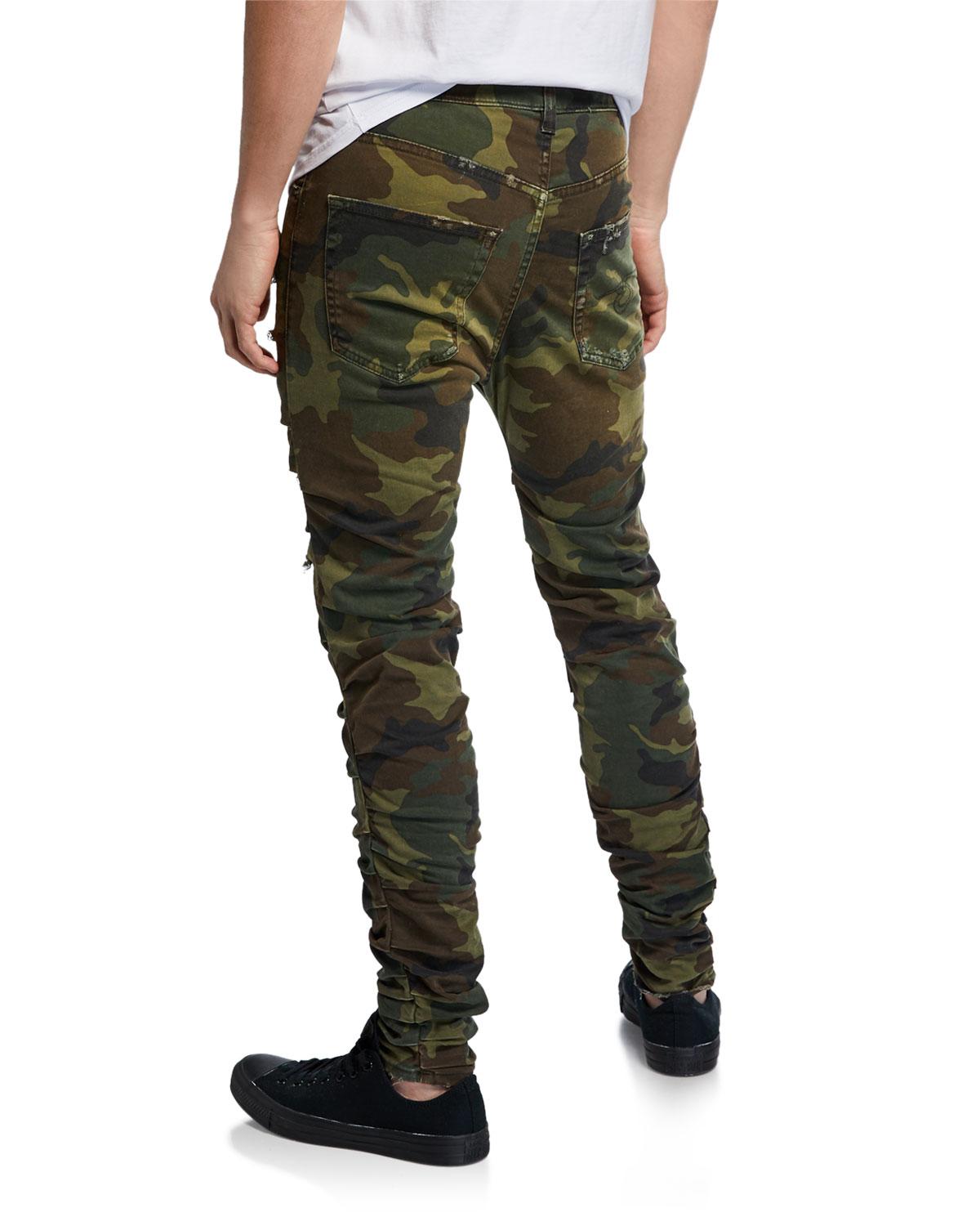 R13 Cotton Men's Gathered Camo Skinny Pants in Green for Men - Lyst