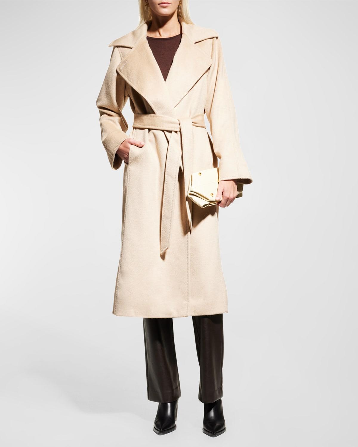 Sofia Cashmere Camel Hair Belted Wrap Coat in Natural | Lyst