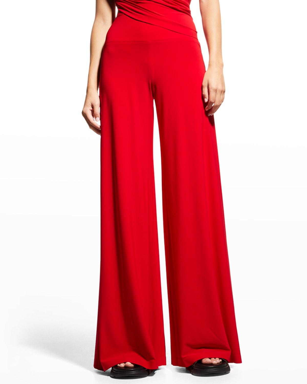 Norma Kamali Elephant Wide-leg Pull-on Pants in Red | Lyst