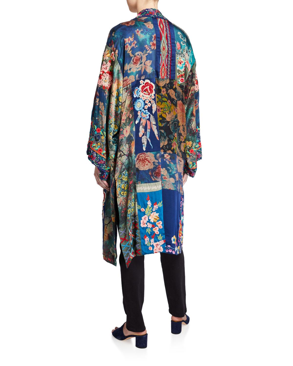 Johnny Was Hazel Silk Long Kimono in Blue - Lyst