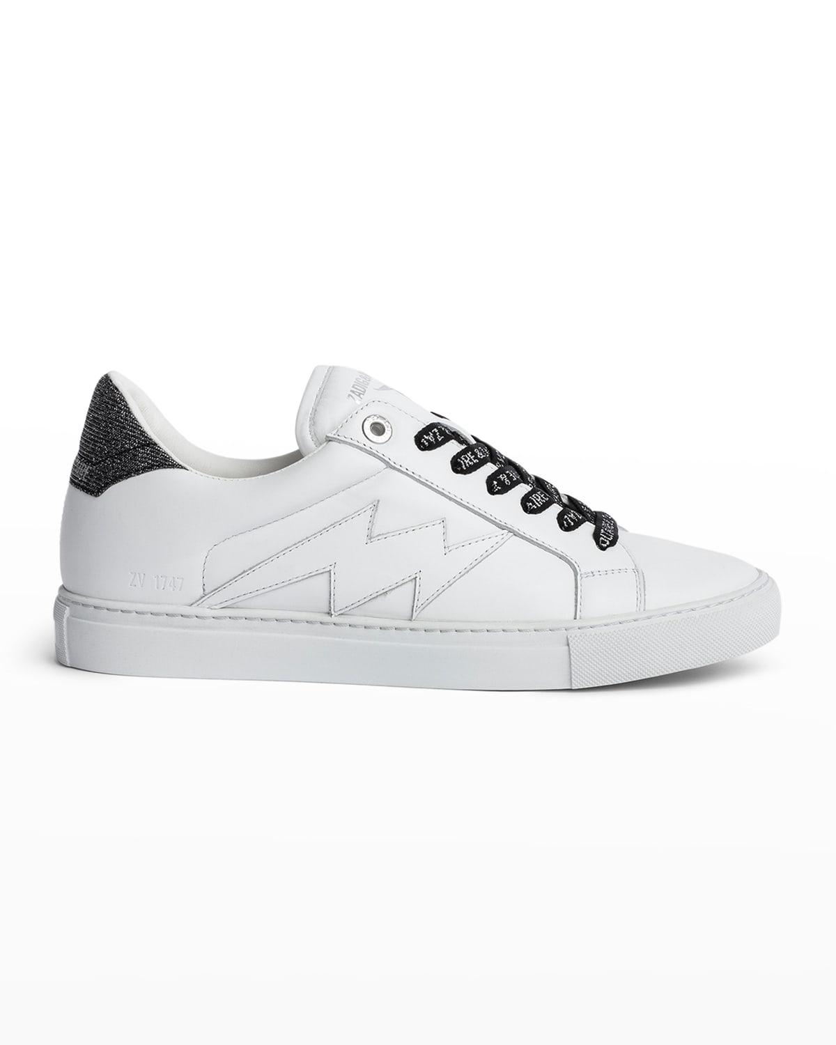 Zadig & Voltaire Flash Calfskin Low-top Sneakers in White | Lyst
