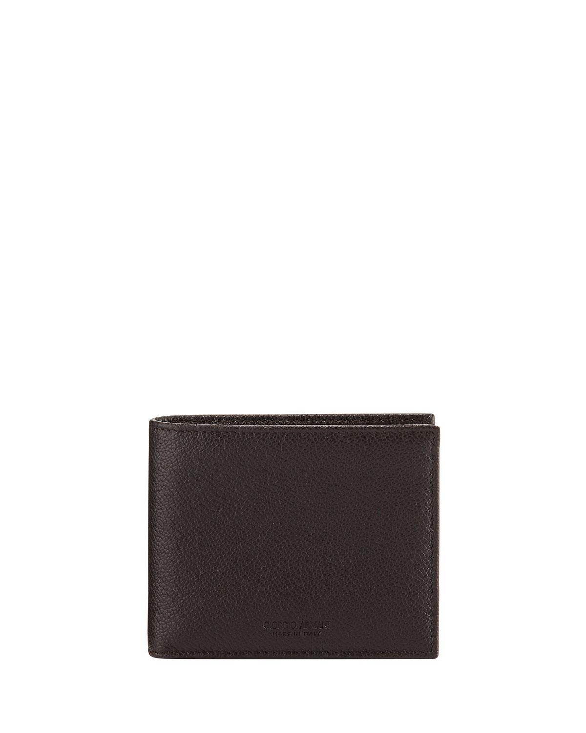 Giorgio Armani Men's Tumbled Leather Bi-fold Wallet in Brown for Men - Lyst