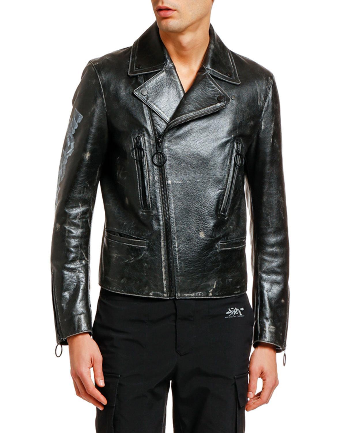 Off-White c/o Virgil Abloh Arrow Biker Jacket in Black for Men | Lyst