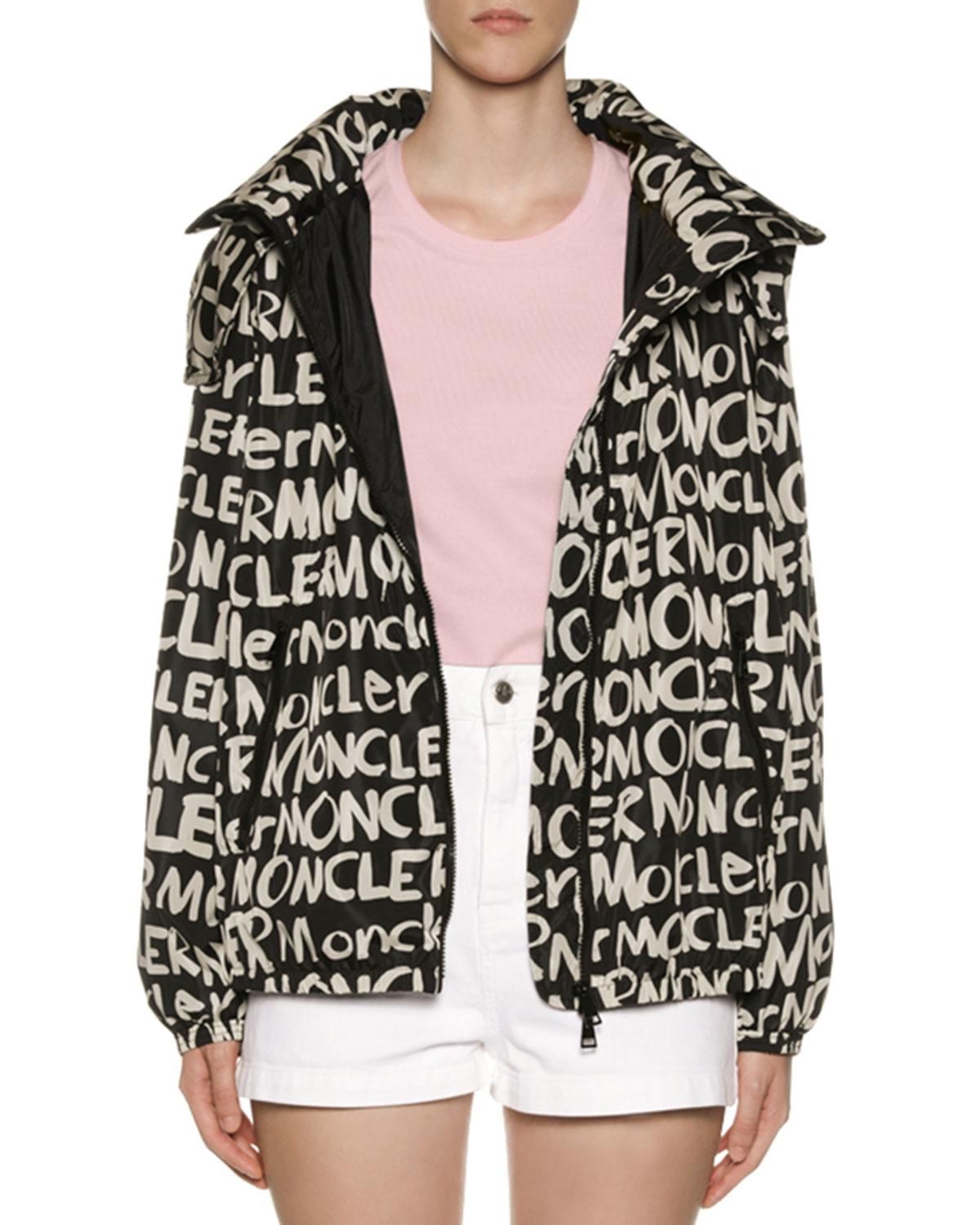 Moncler Synthetic Graffiti Puffer Jacket in Black/White (Black) - Save ...