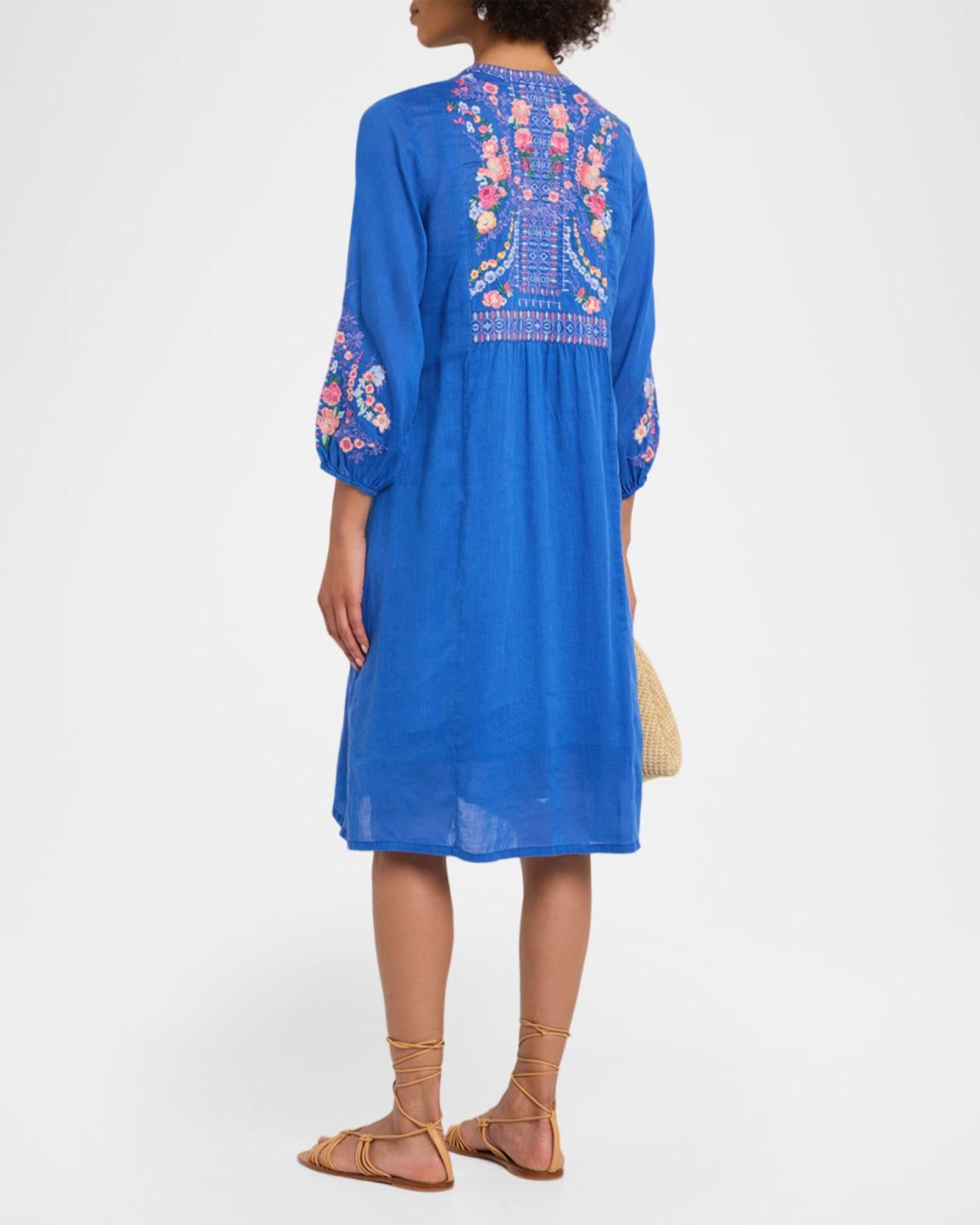 sachin and babi light blue dress Johnny Was FLUTTER SLEEVE SHIRT DRESS – Marigold Clothing main image 1