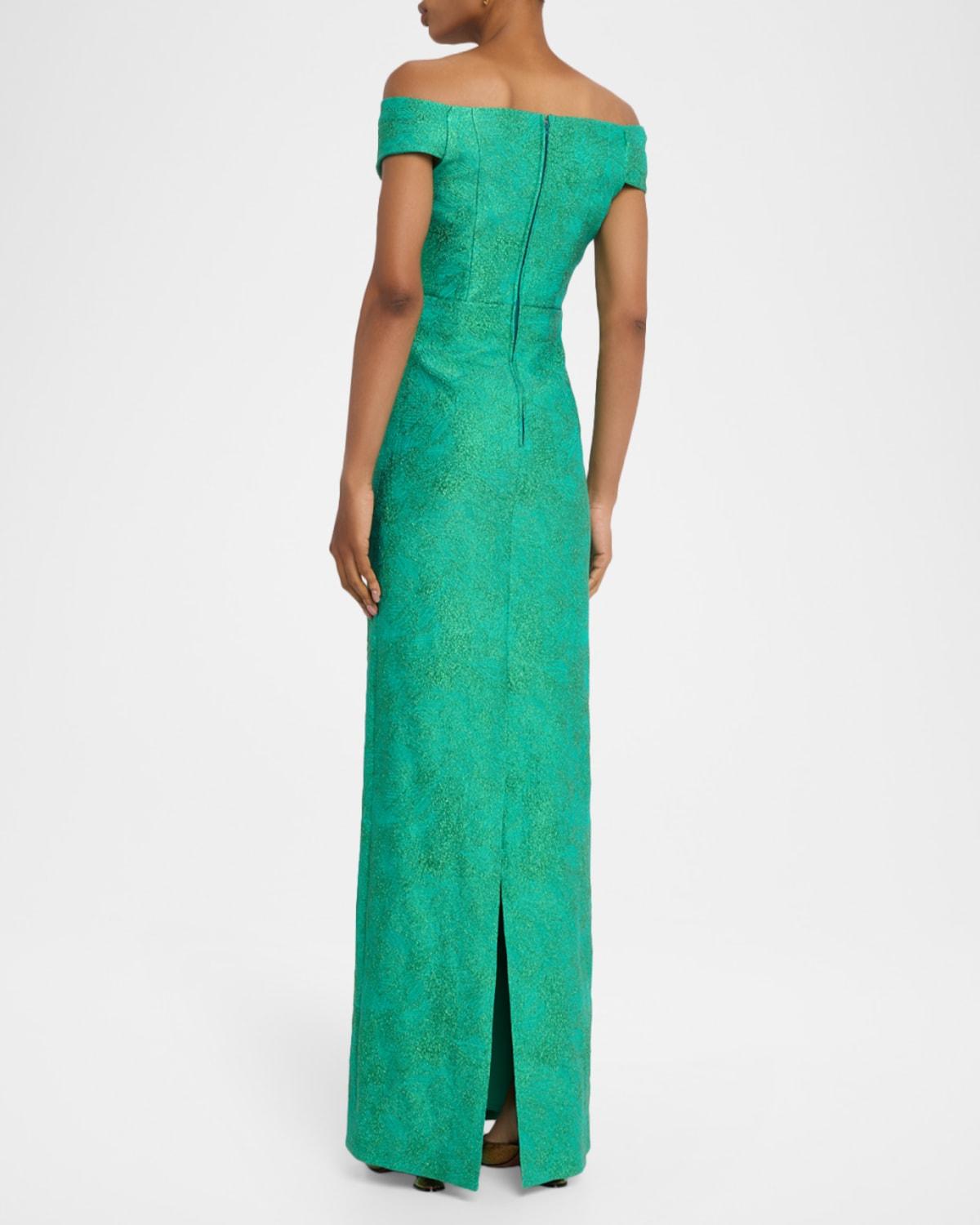 teri jon emerald green dress Teri Jon Mikado Off Shoulder Twist Gown main image 0