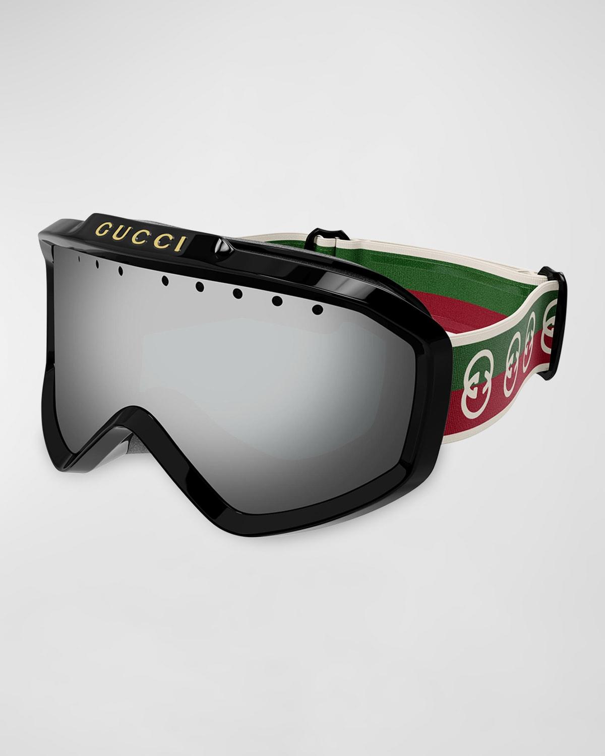 Gucci Multicolor Logo Injection Plastic Shield Sunglasses in Gray for