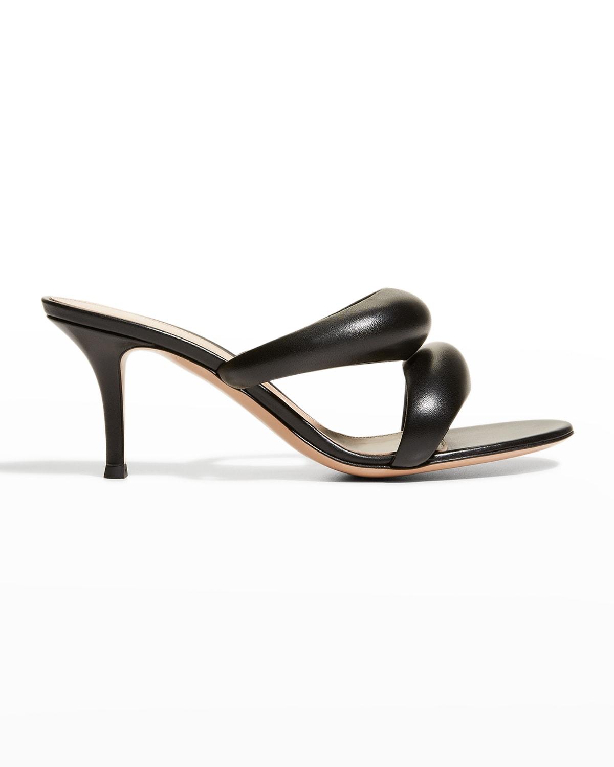 Gianvito Rossi Bijoux Puffy Napa Dual-band Slide Sandals in Black | Lyst