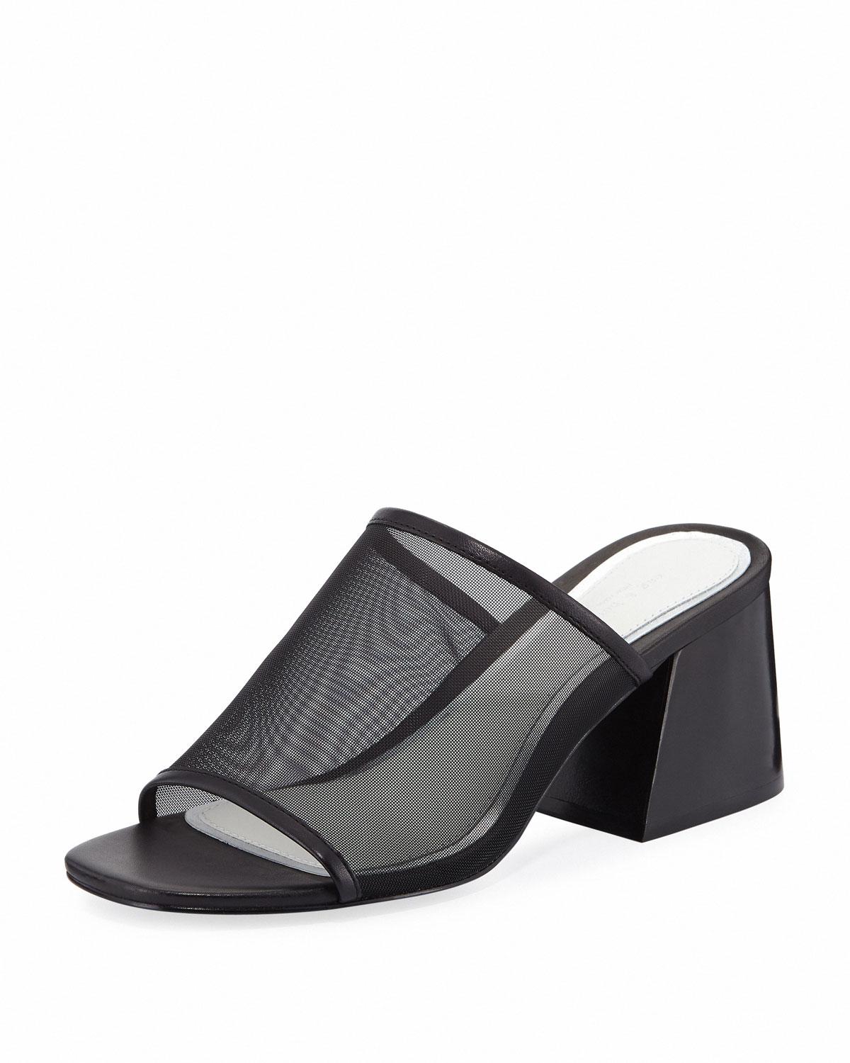 Rag & Bone Leather Emmy Mesh Block-heel Slide Sandal in Black - Lyst