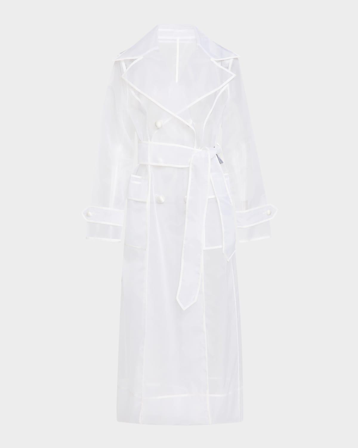 【関税&送料込】Dolce & Gabbana White Organza Trench Coat Dolce & Gabbana Belted Nylon Organza Trench Coat in White | Lyst